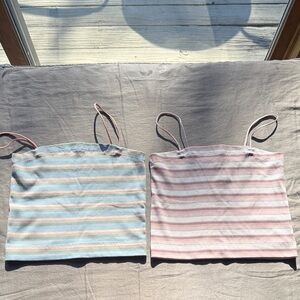 American Eagle Striped Tank Tops in Blue and Pink